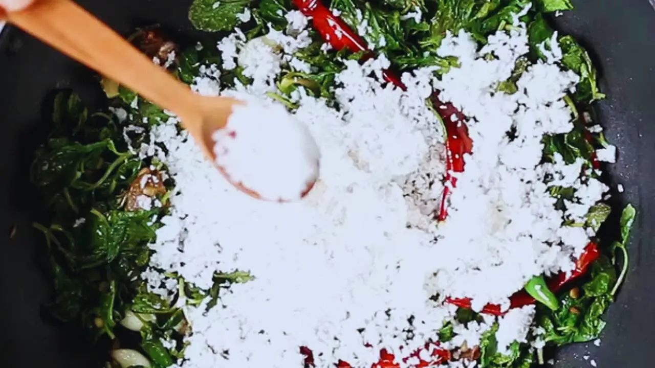 Added 1 tsp of rock salt to the content in the frying pan