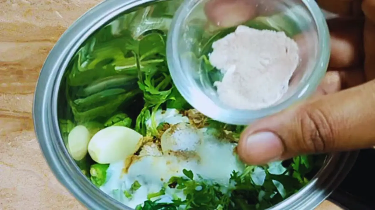 Adding ½ tsp of black salt to the grinder