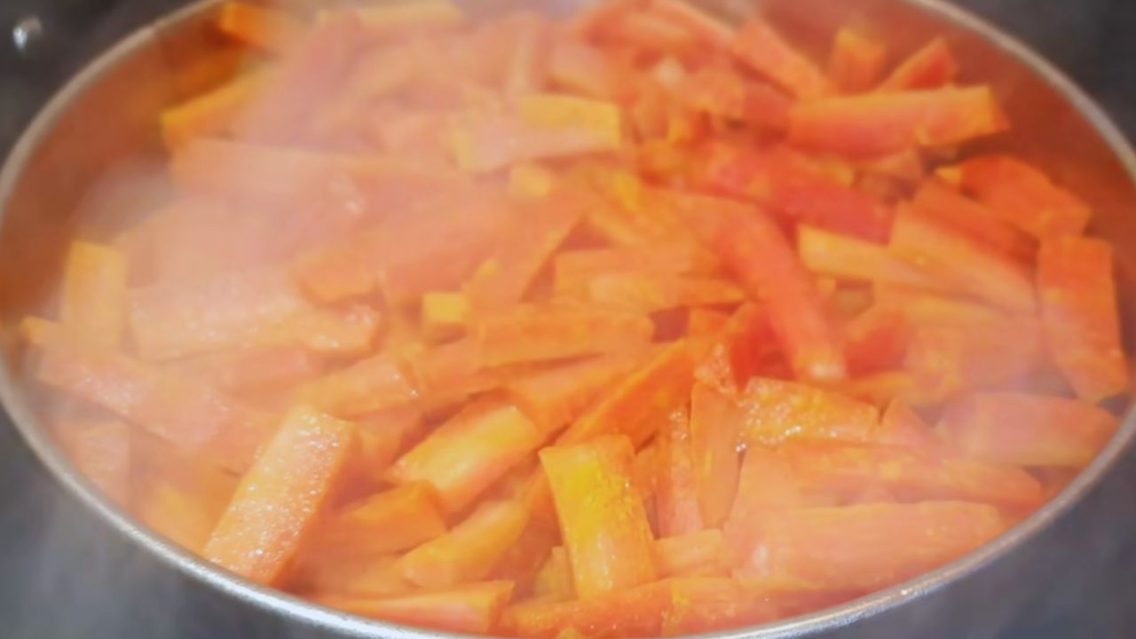 Steaming the carrots