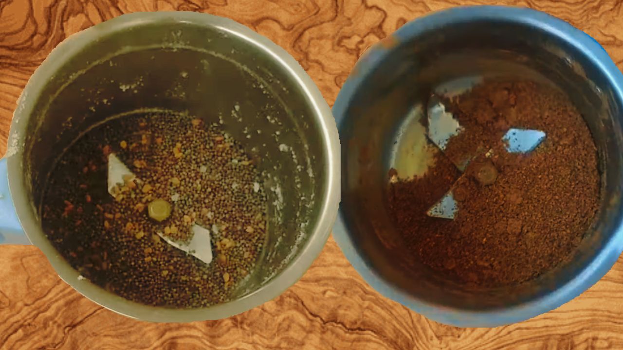 In a mixing jar add the spices and make fine powder out of it