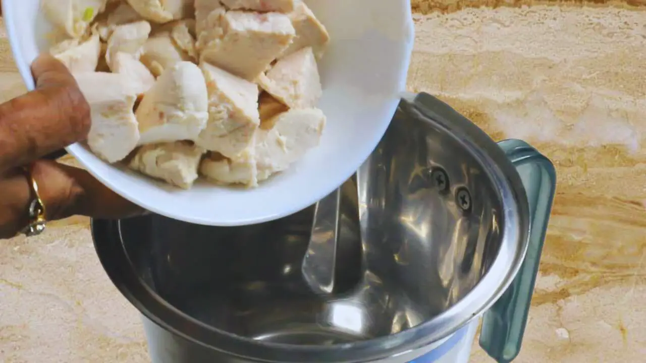 Chicken pieces to grind for the chicken finger mixture 