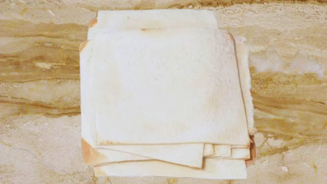 Flattened bread slices with edges cut to make cheese sticks 