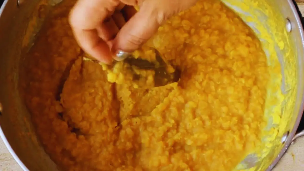 Removing bay leaf for easy mixing of lentil kabab mixture