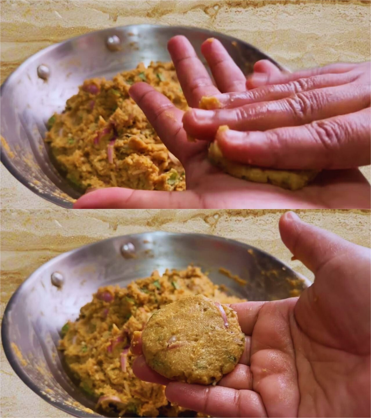Shaping the lentil kabab 