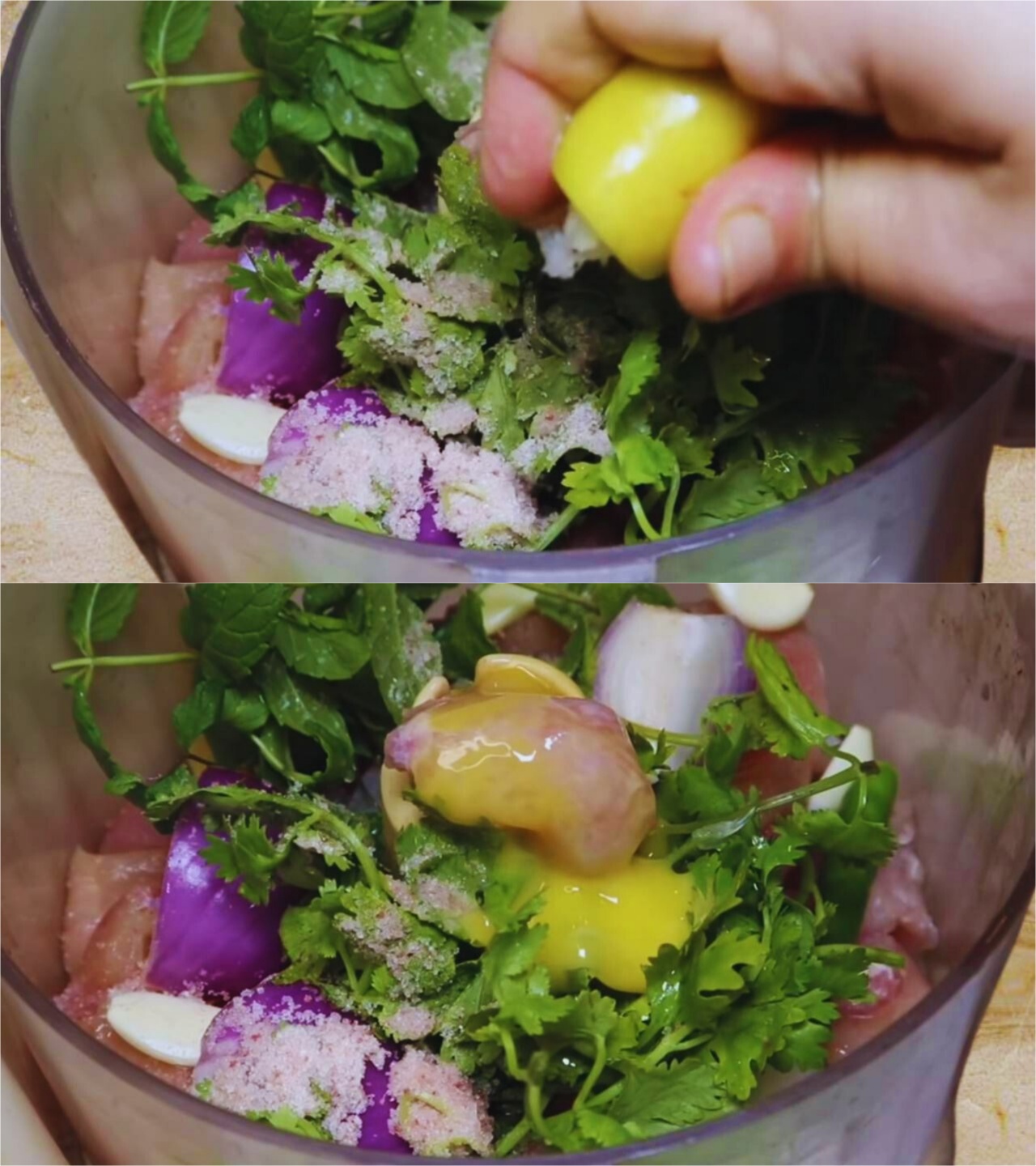 Adding lime juice and egg to Chicken Cutlet ingredients 