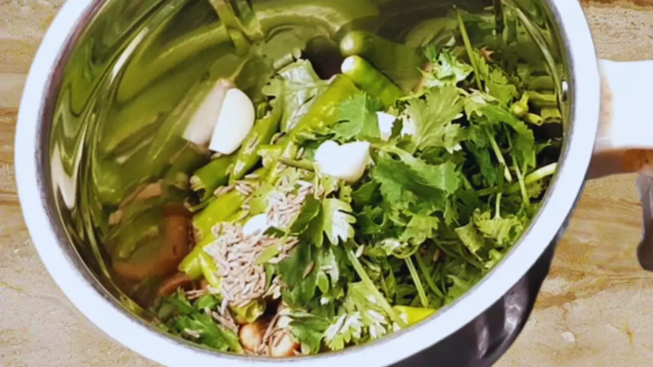 Adding other ingredients to make Dahi Chutney