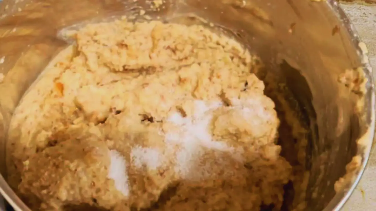Adding salt to almond chutney paste 