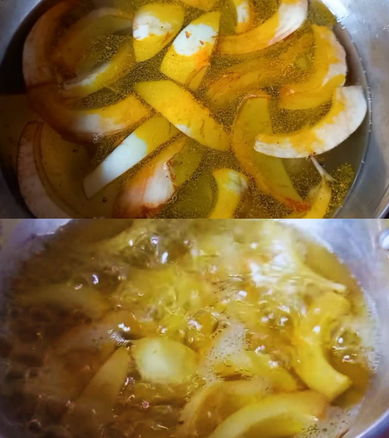 Boiling elephant apple slices