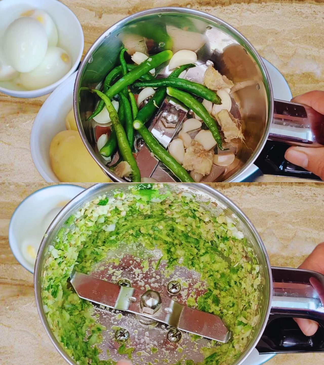 Coarse paste of Egg Chop ingredients 