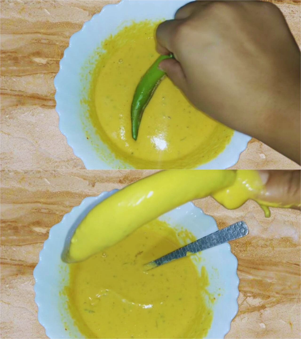 Coating Chili Pakoras