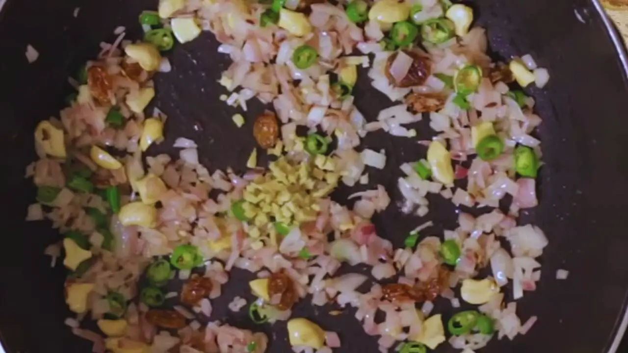Cooking all ingredients of Vegetable Samosa