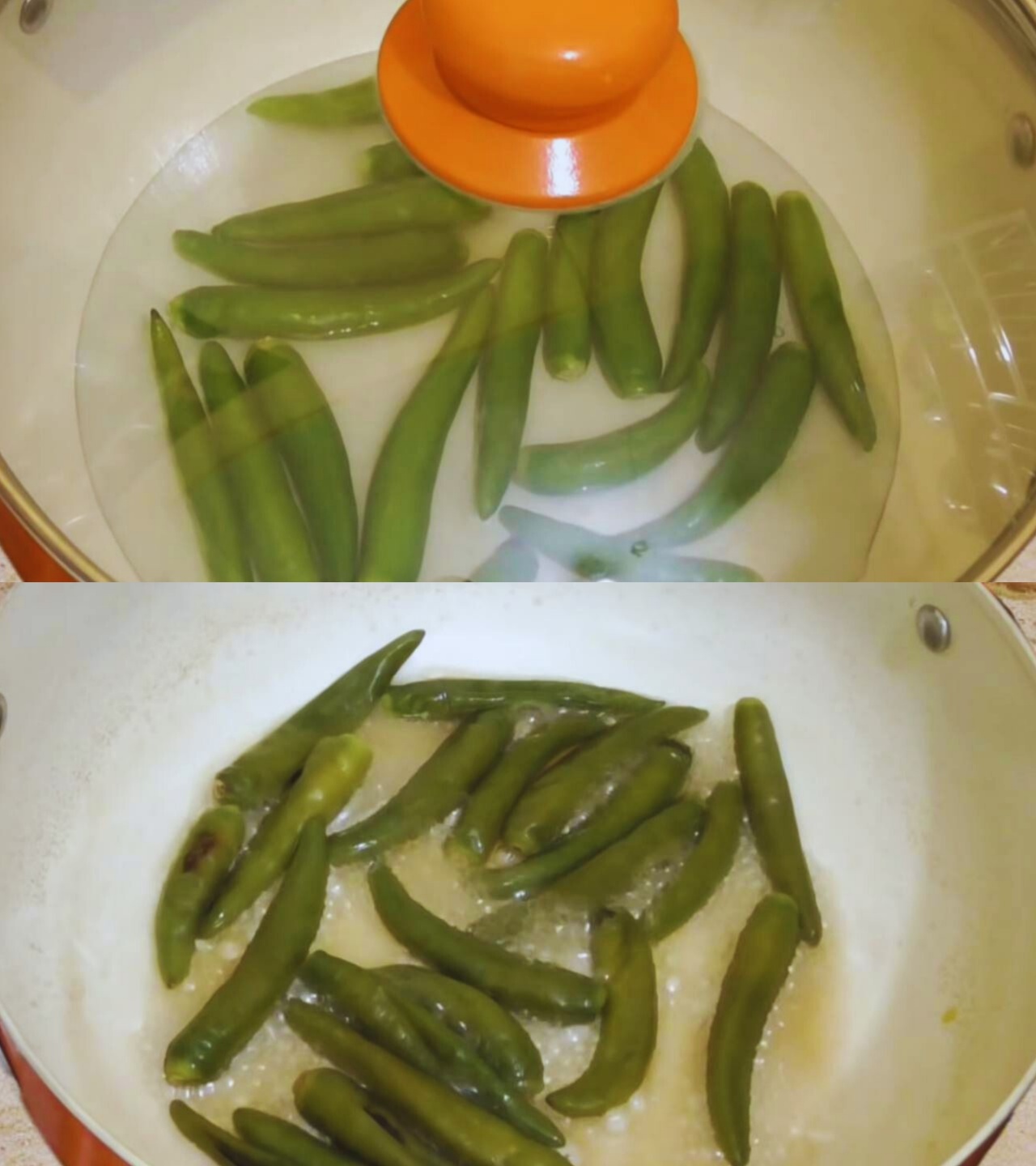 Tomato green chili chutney recipe step 4 Cooking green chilies to make Tomato Green Chili Chutney