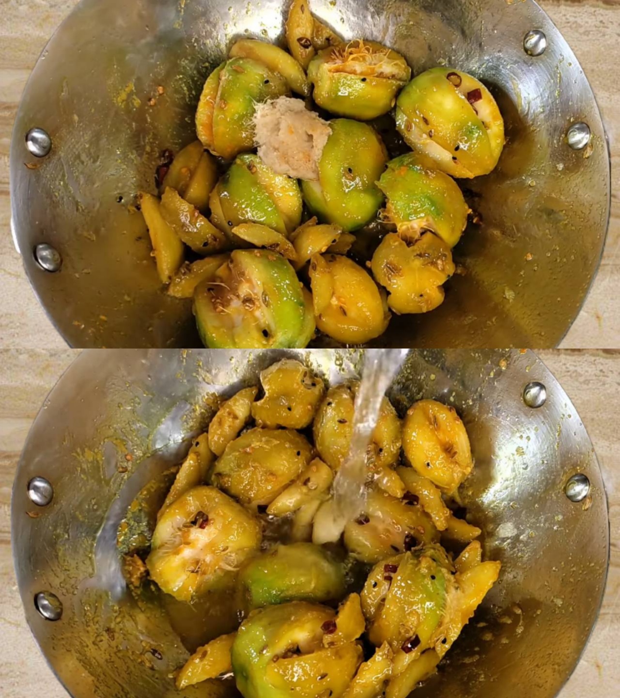 Cooking hog plum with all ingredients 