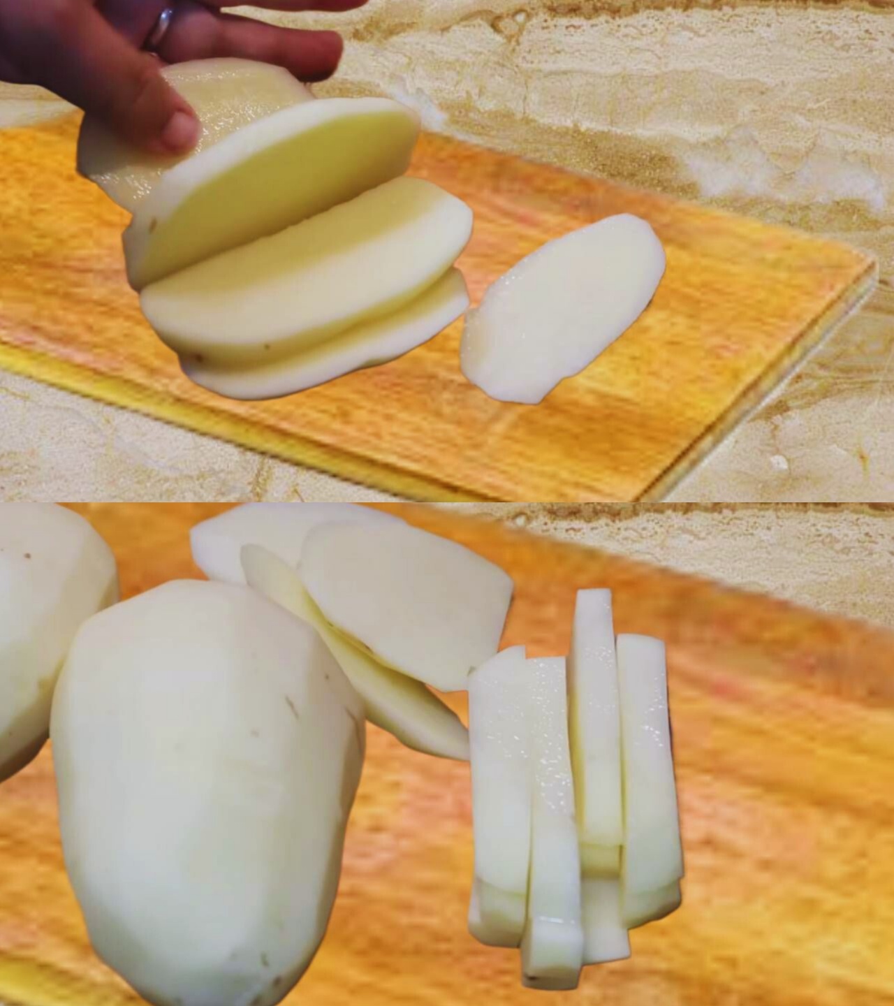 Cutting potato fingers for French Fries