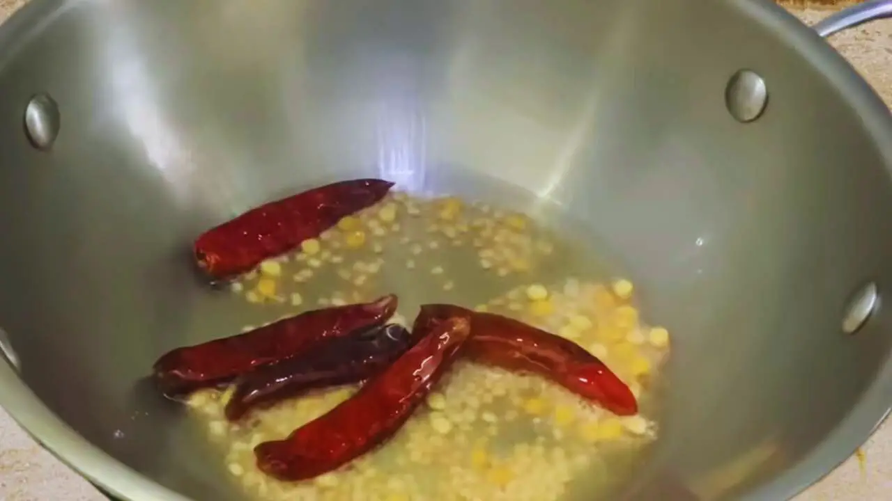 Drying dal and chilies 