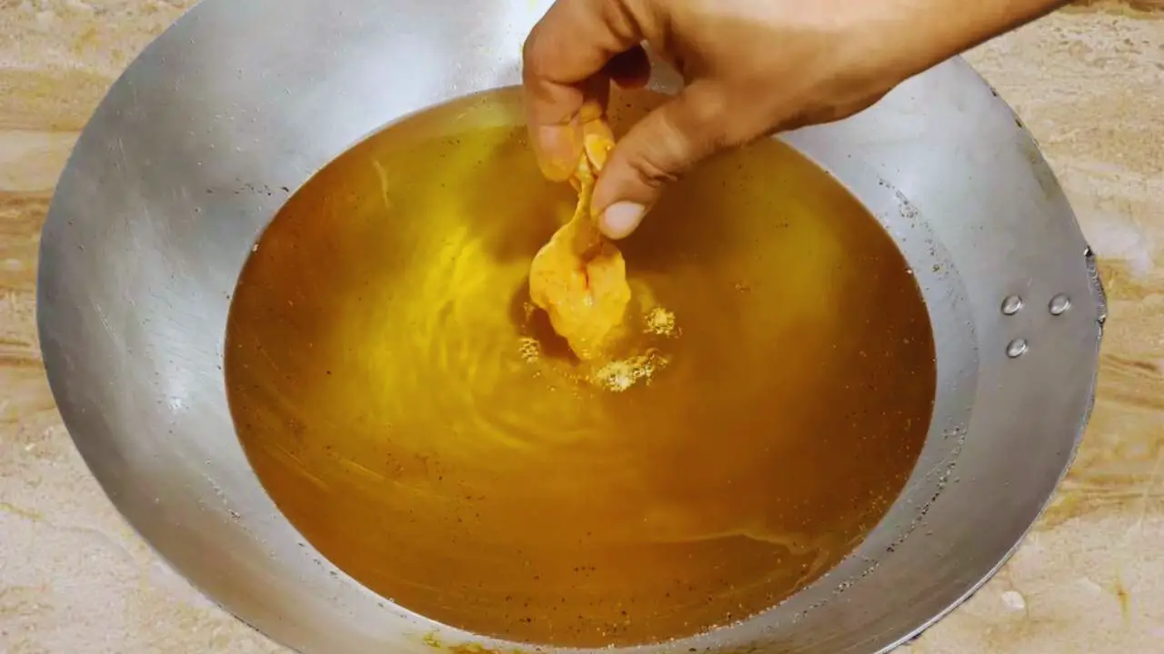 Frying chicken lollipop