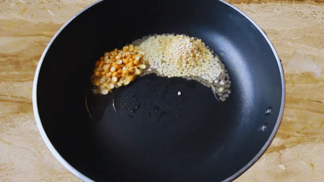 Frying lentils to add to Sweet Potato Chutney 