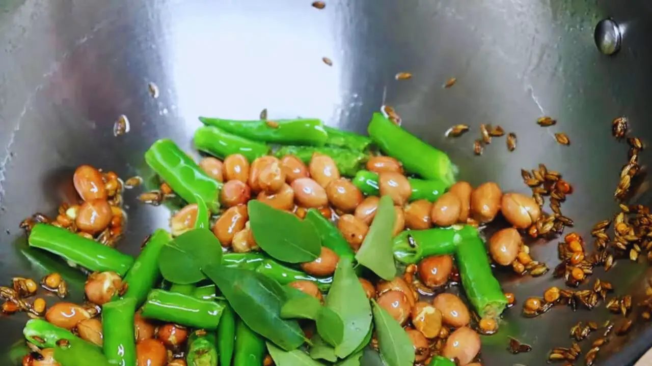 Frying Ridge Gourd Chutney ingredients 