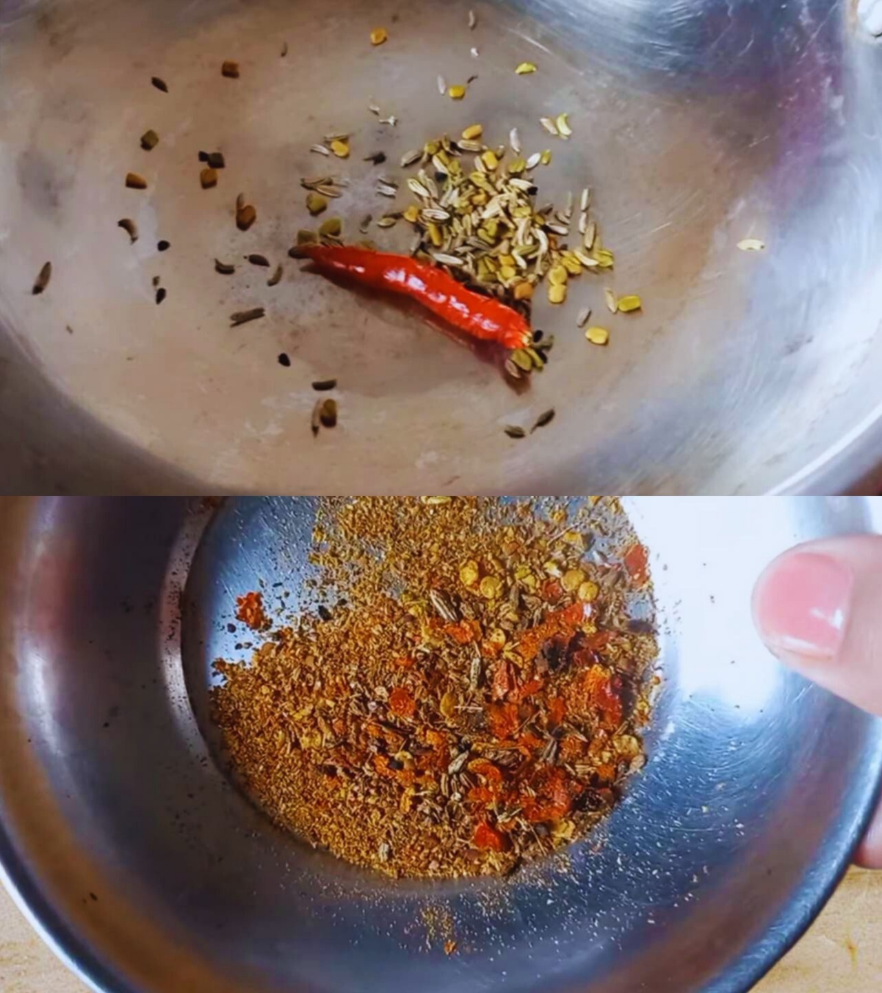 Frying spices of elephant apple 