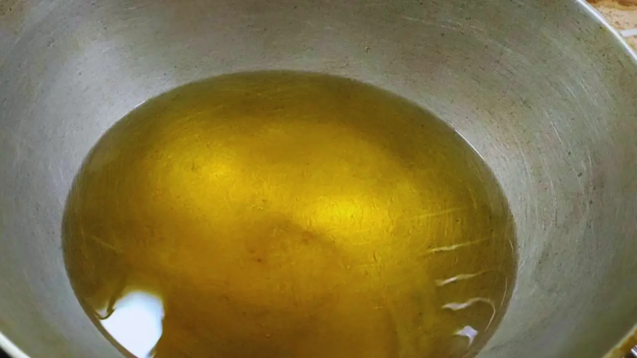 Heating oil to fry Paneer Pakoras