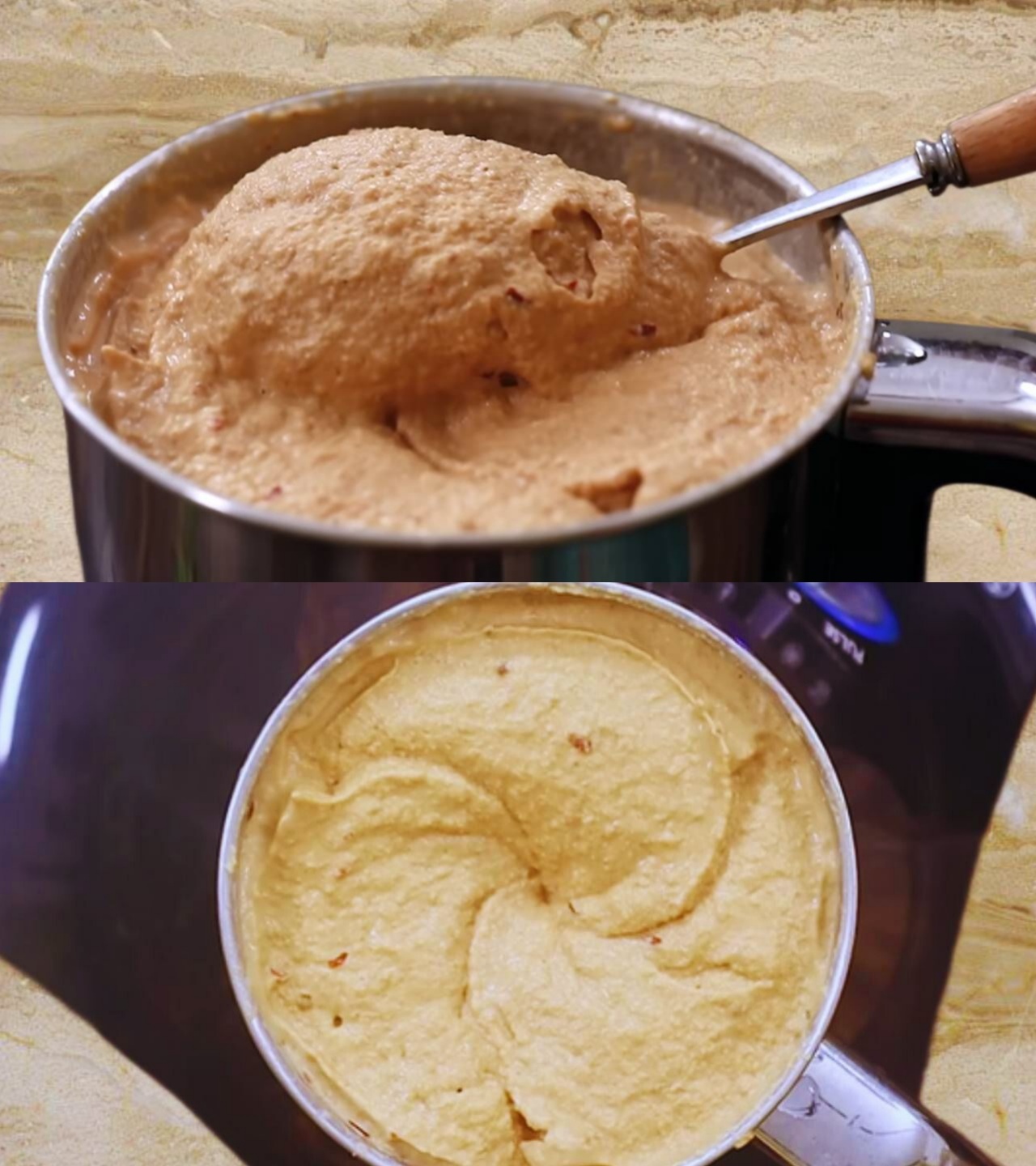 Making a smooth peanut chutney paste 