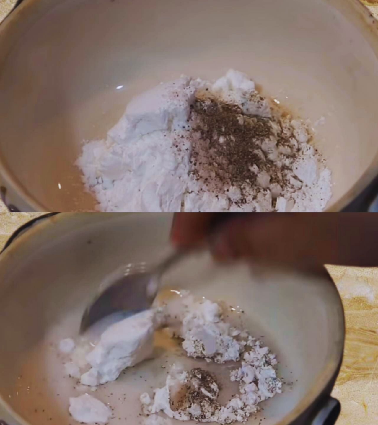 Making the batter to coat Fish Chops 