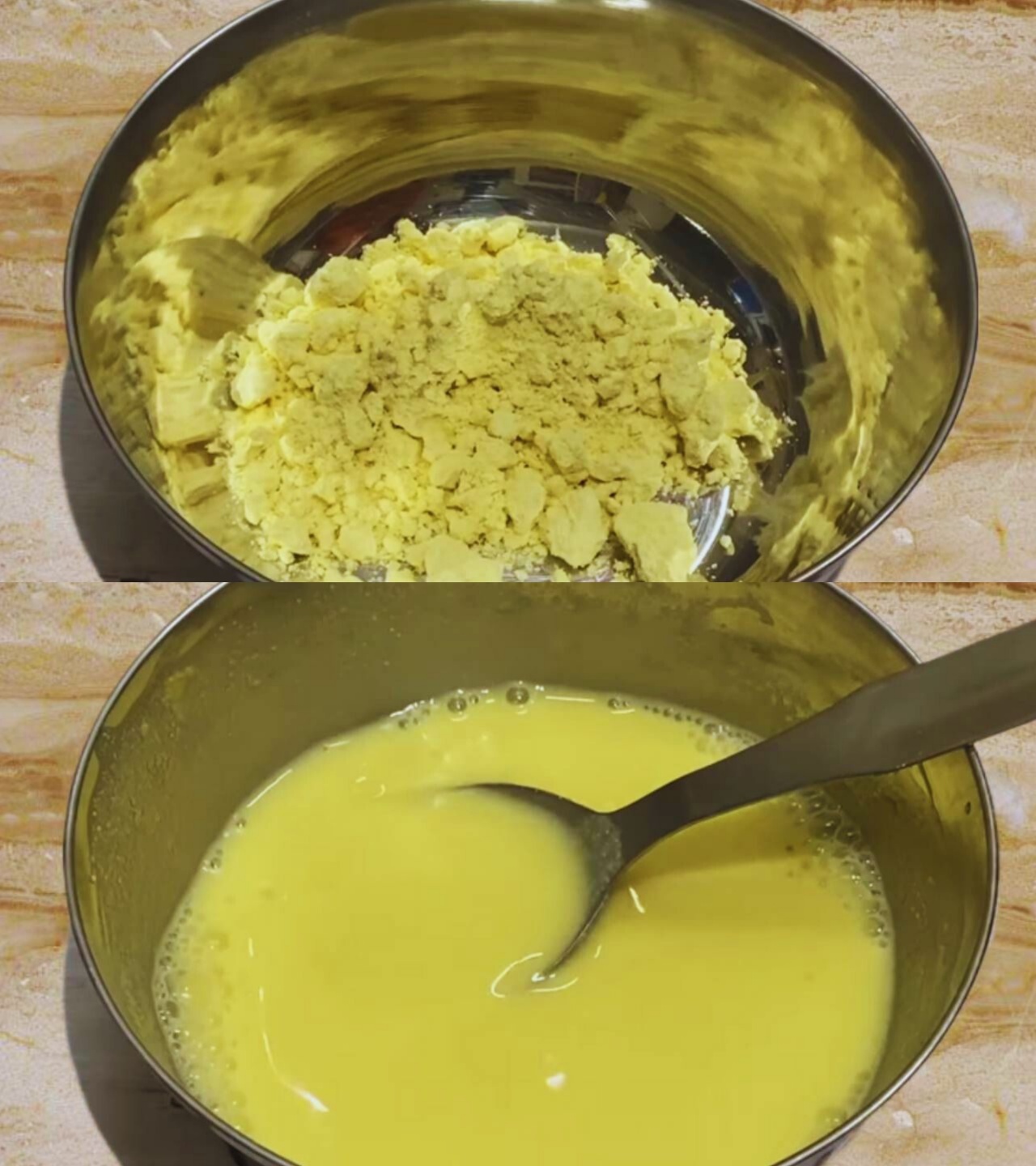 Mixing besan for making Bombay Chutney 
