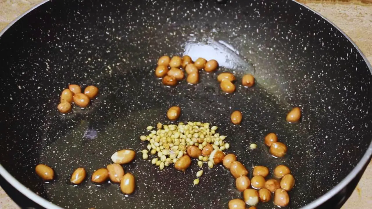 Peanuts and spices to add to Bottle Gourd Chutney 
