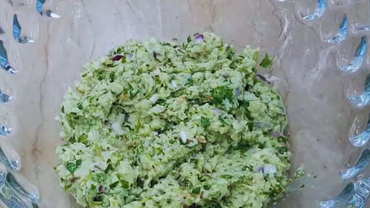 Prawn kabab mixture in a bowl 