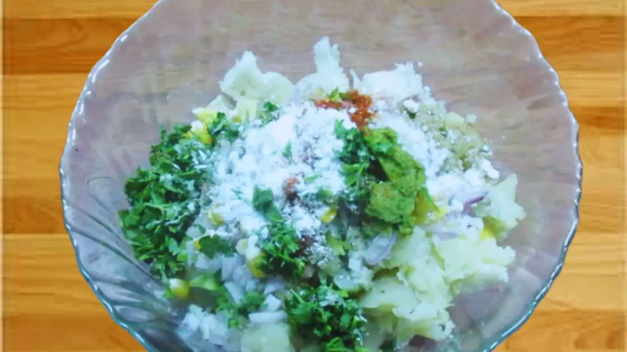 Preparing the Bread Cutlet stuffing