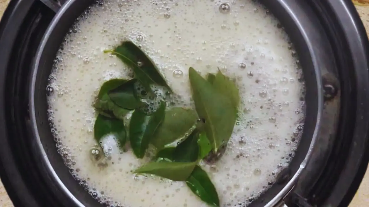 Preparing the tadka for Carrot Chutney 