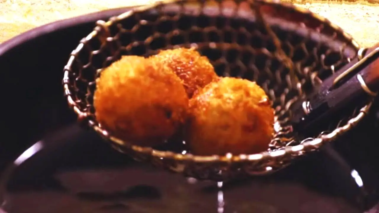 Removing fried Fish Balls 
