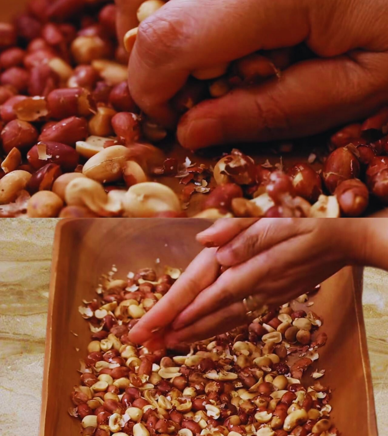 Removing skin from peanuts 