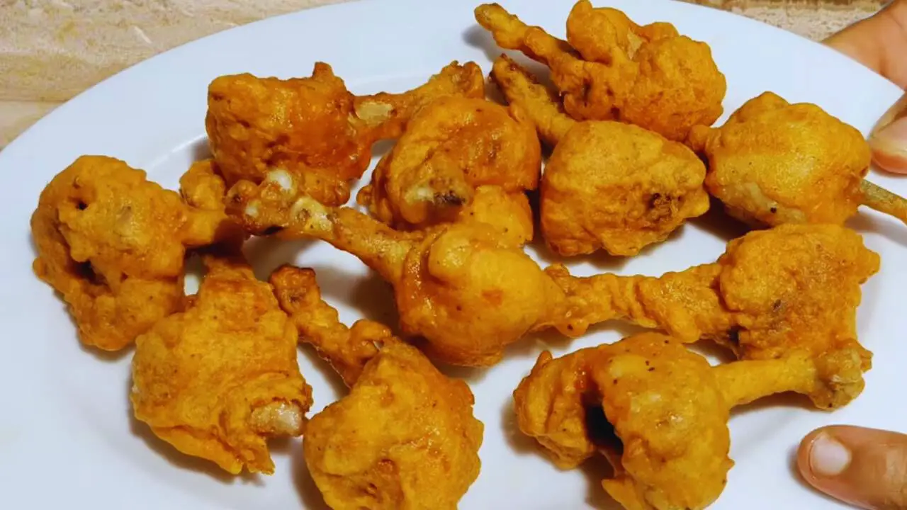 Resting half fried chicken lollipops