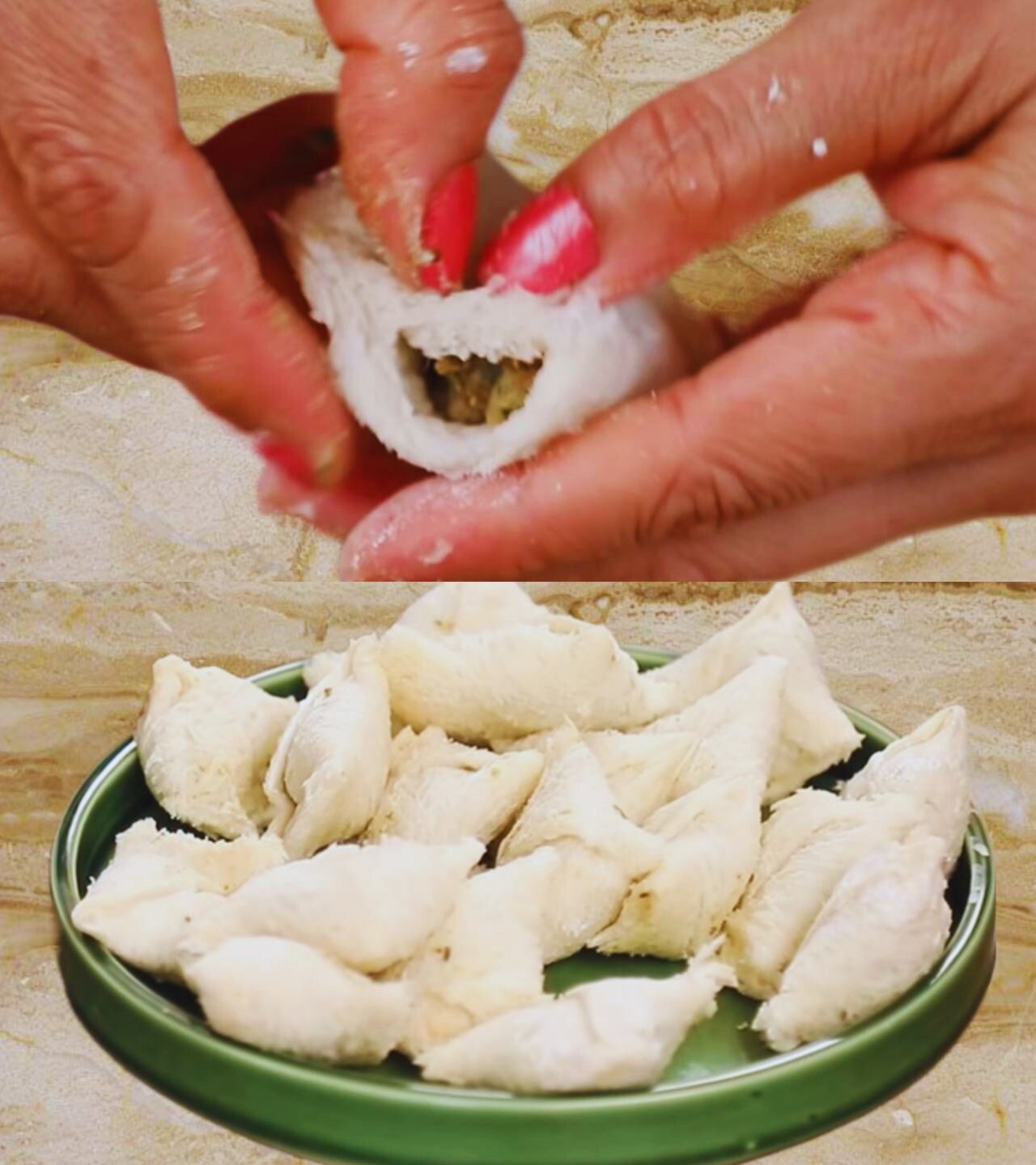 Sealing Bread Samosas