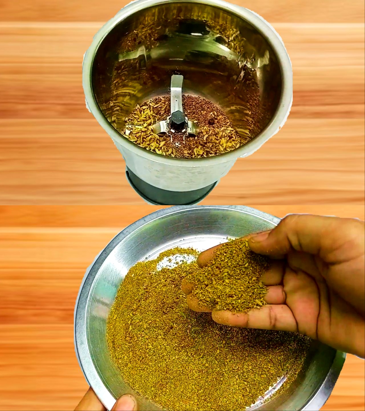 Grinding roasted spices