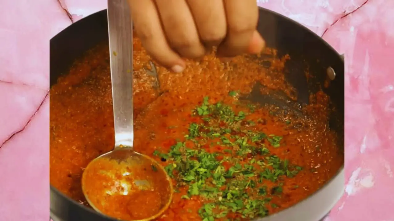 Adding coriander leaves 