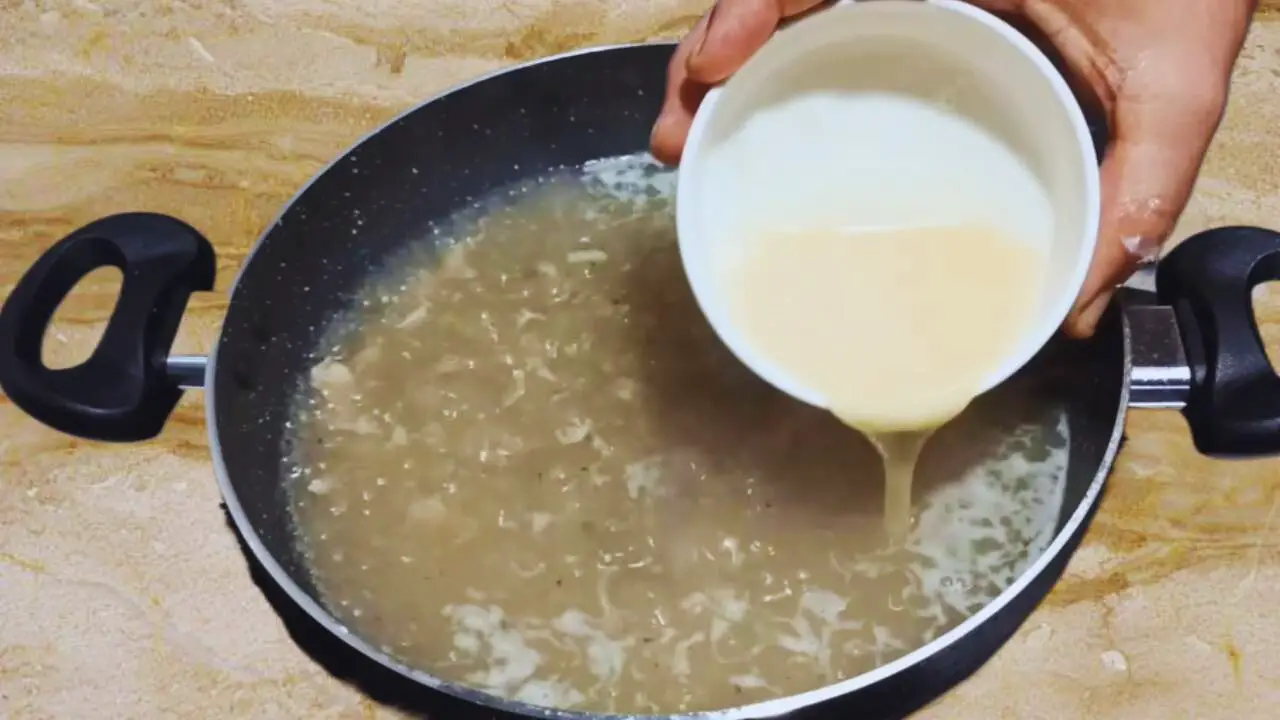 Adding whisked egg 