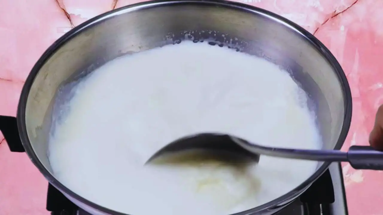 Rasmalai recipe step 6 Boiling milk