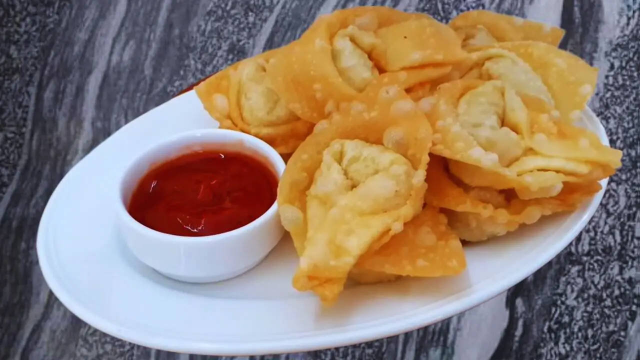 Chicken Wonton is served 