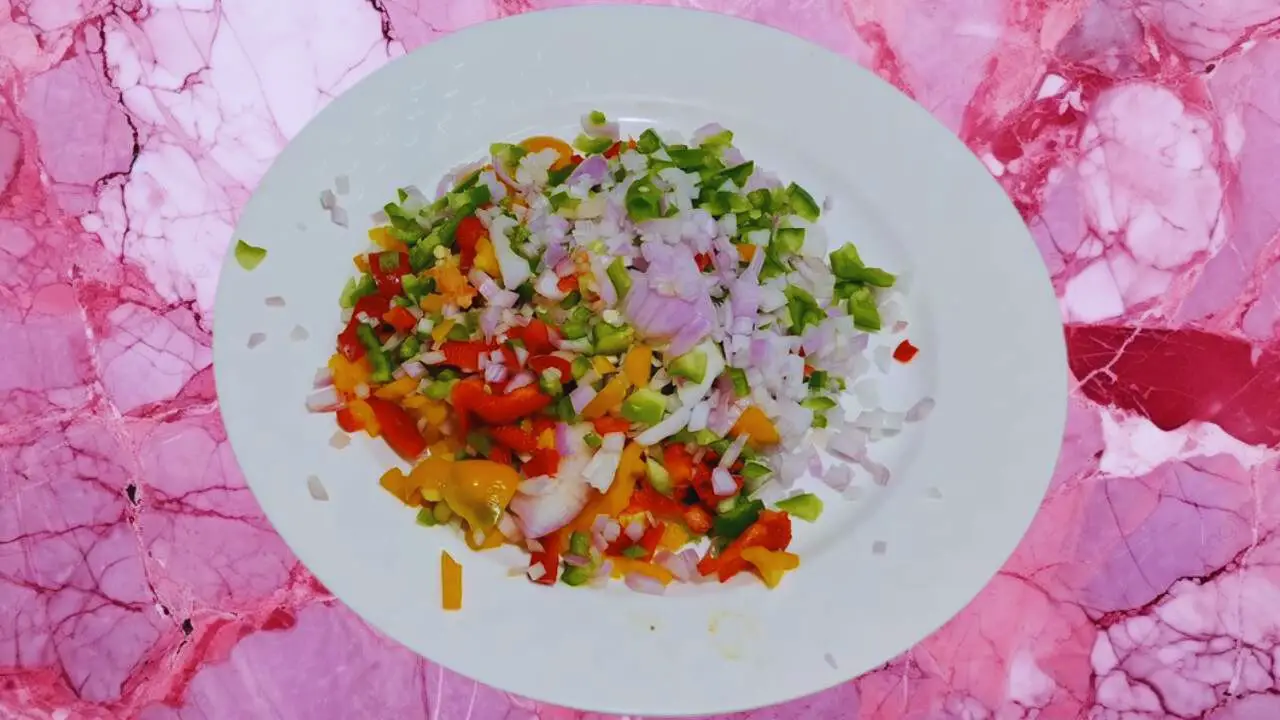 Chopped vegetable on a plate 