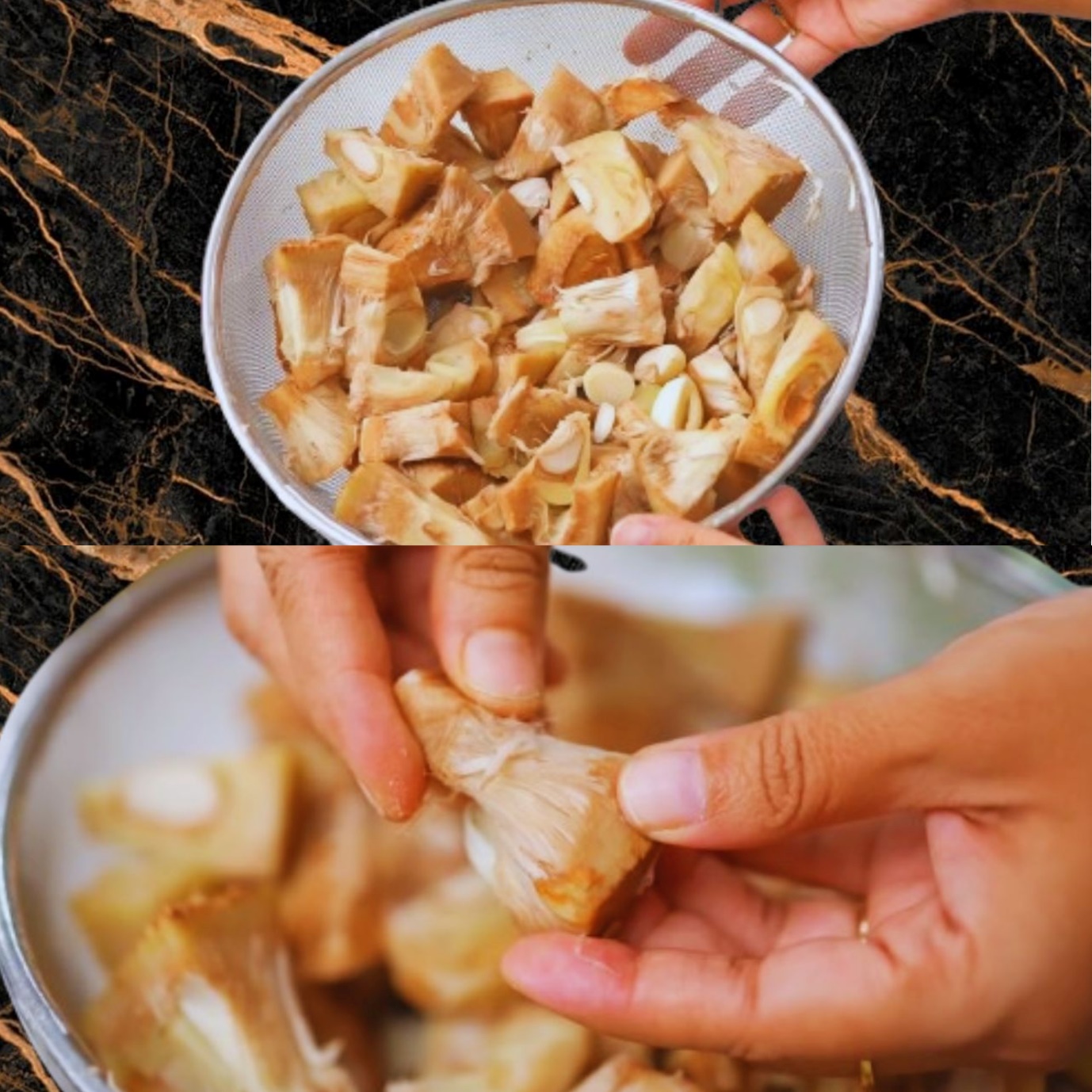 Jackfruit pickle recipe step 3 Draining jackfruit pieces