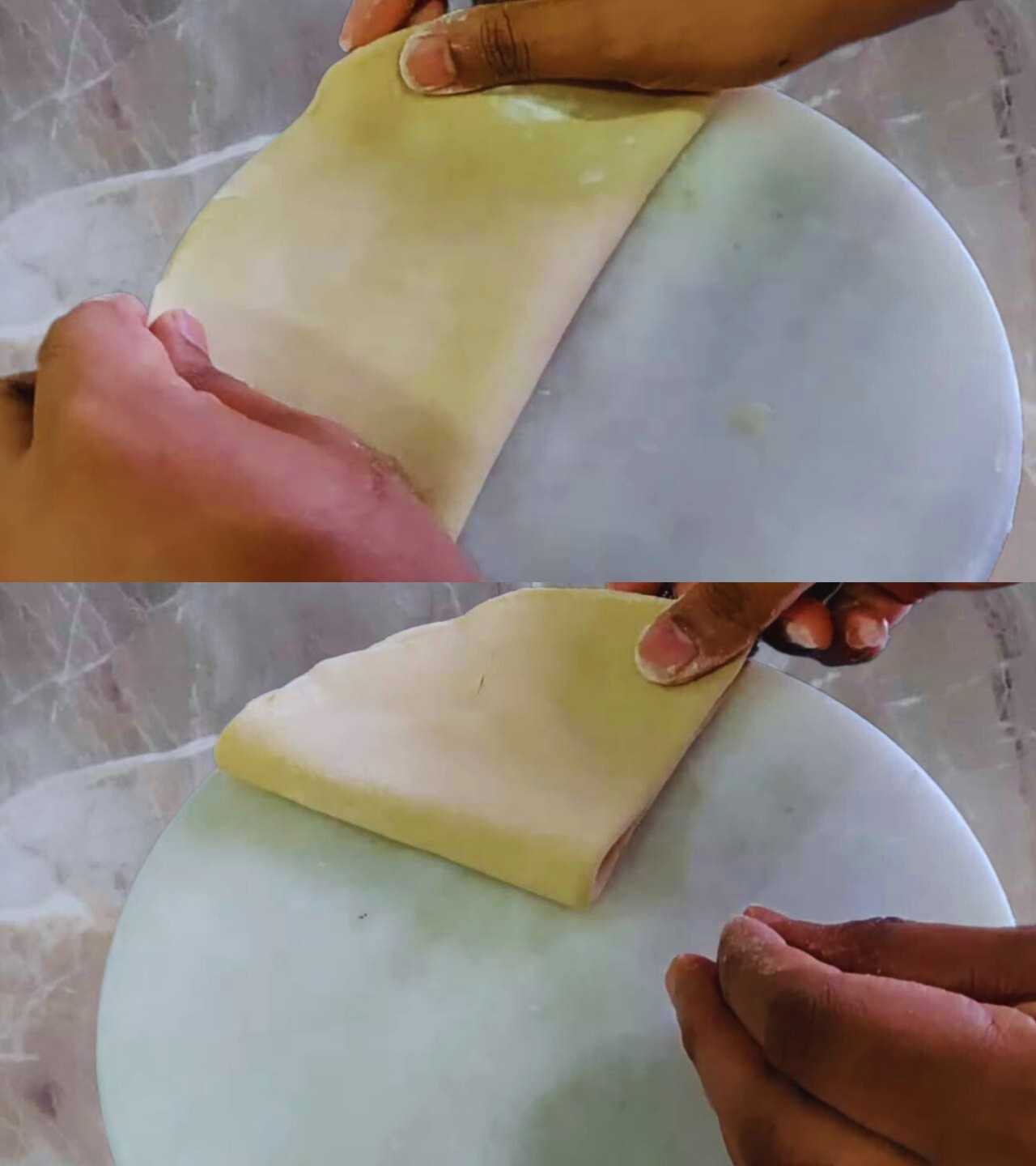 Folding the roti 