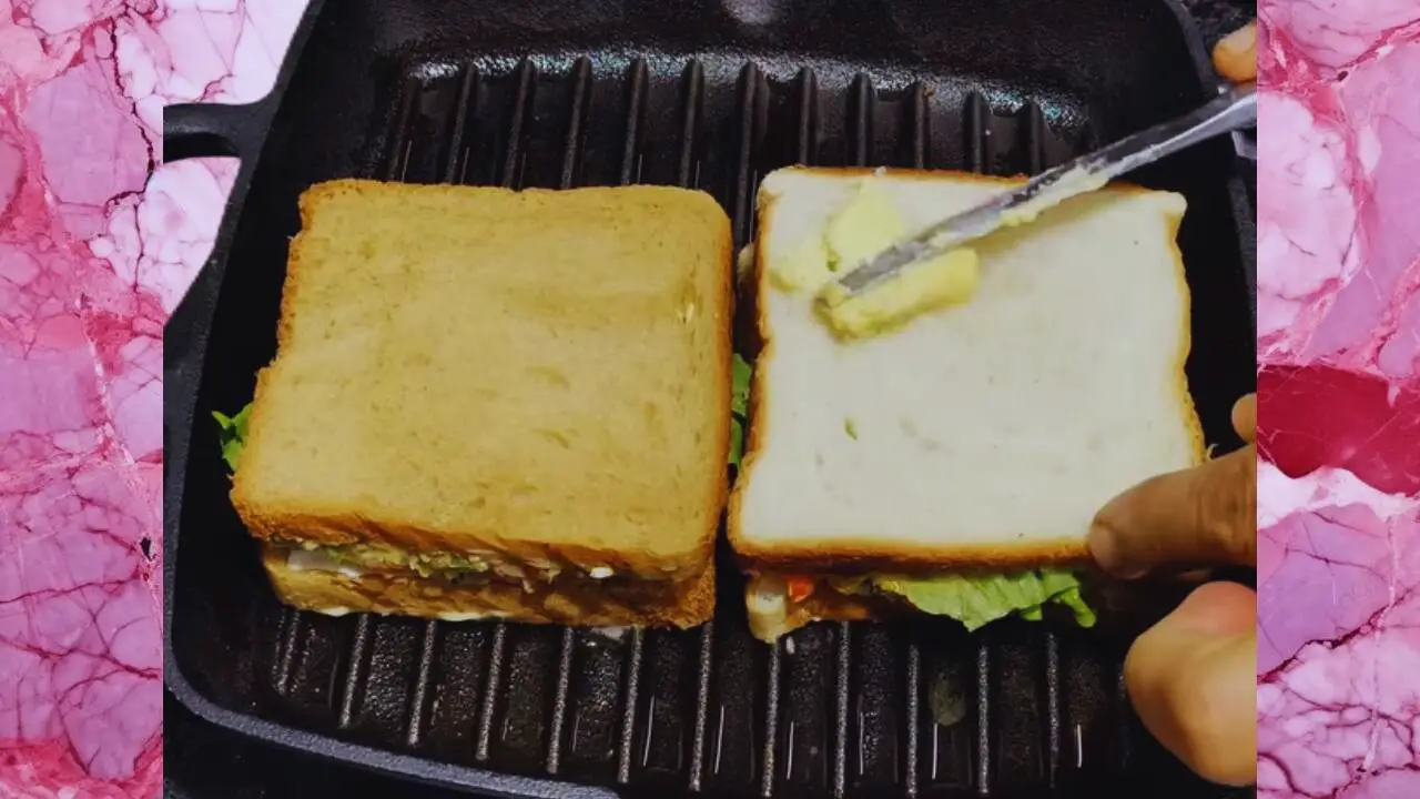 Placing sandwiches and applying butter