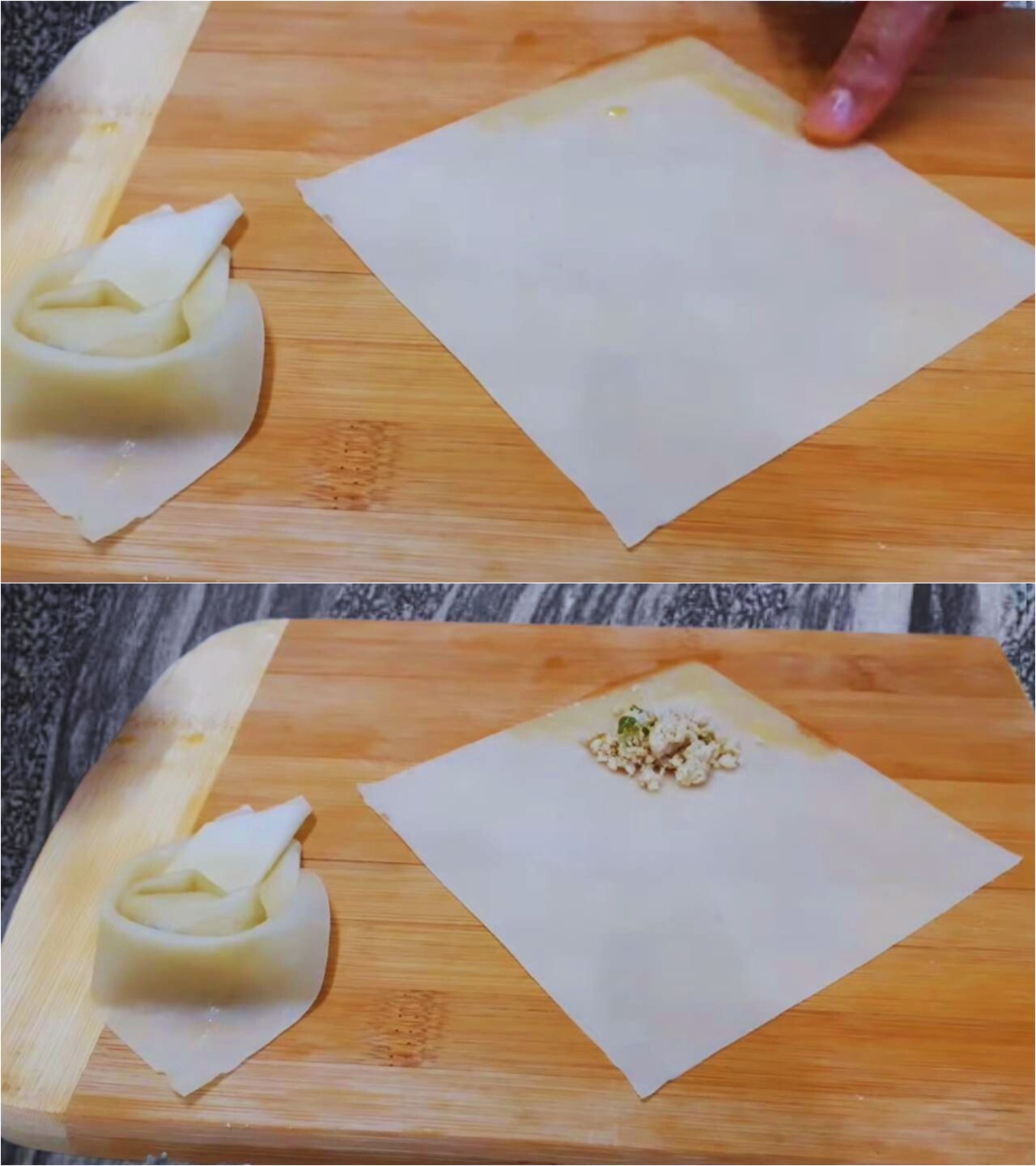 Preparing a wonton 
