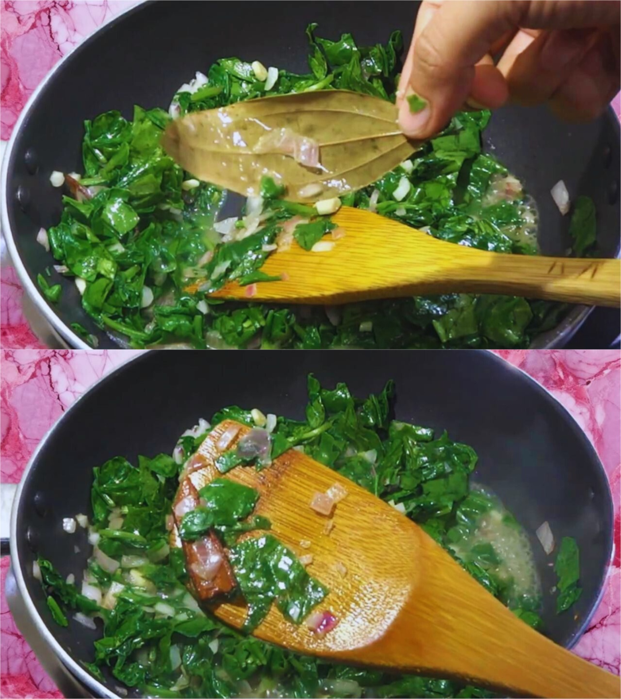 Palak soup recipe step 4 Remove bay leaf and cinnamon stick