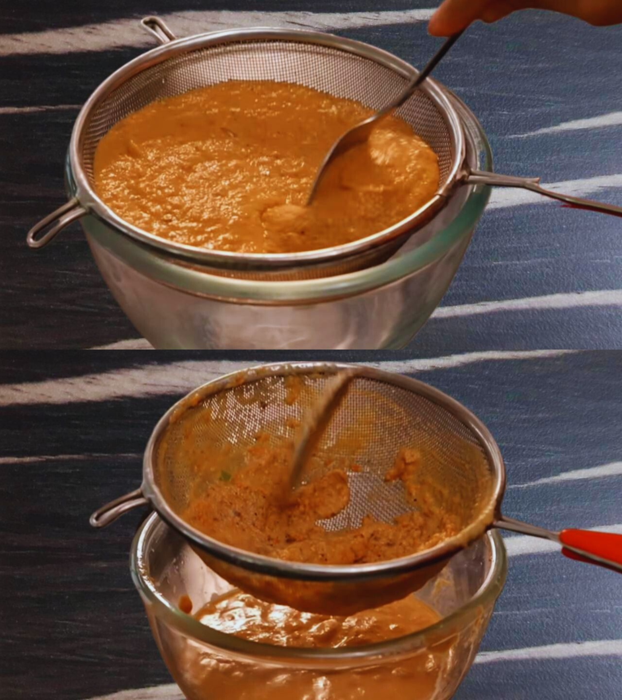 Straining masala paste 