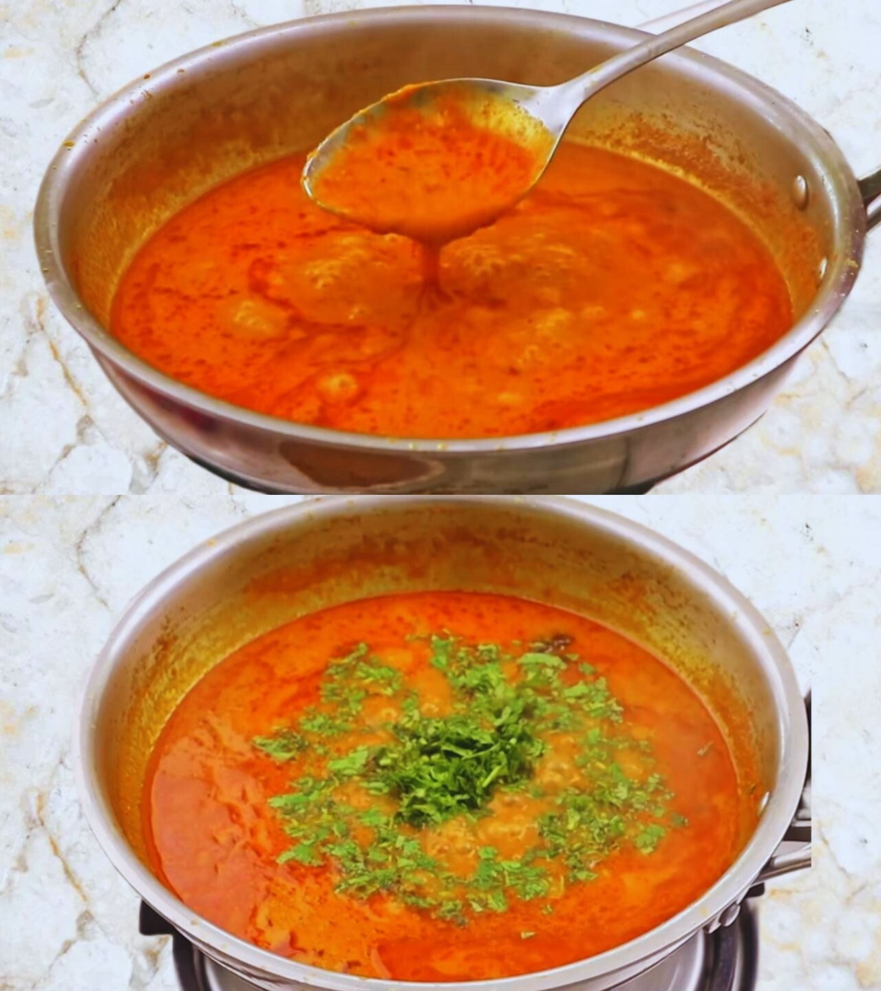 Adding coriander leaves 
