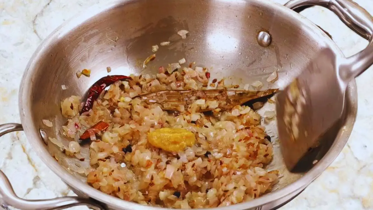 Palak egg curry recipe step 8 Adding ginger garlic paste to egg palak curry ingredients