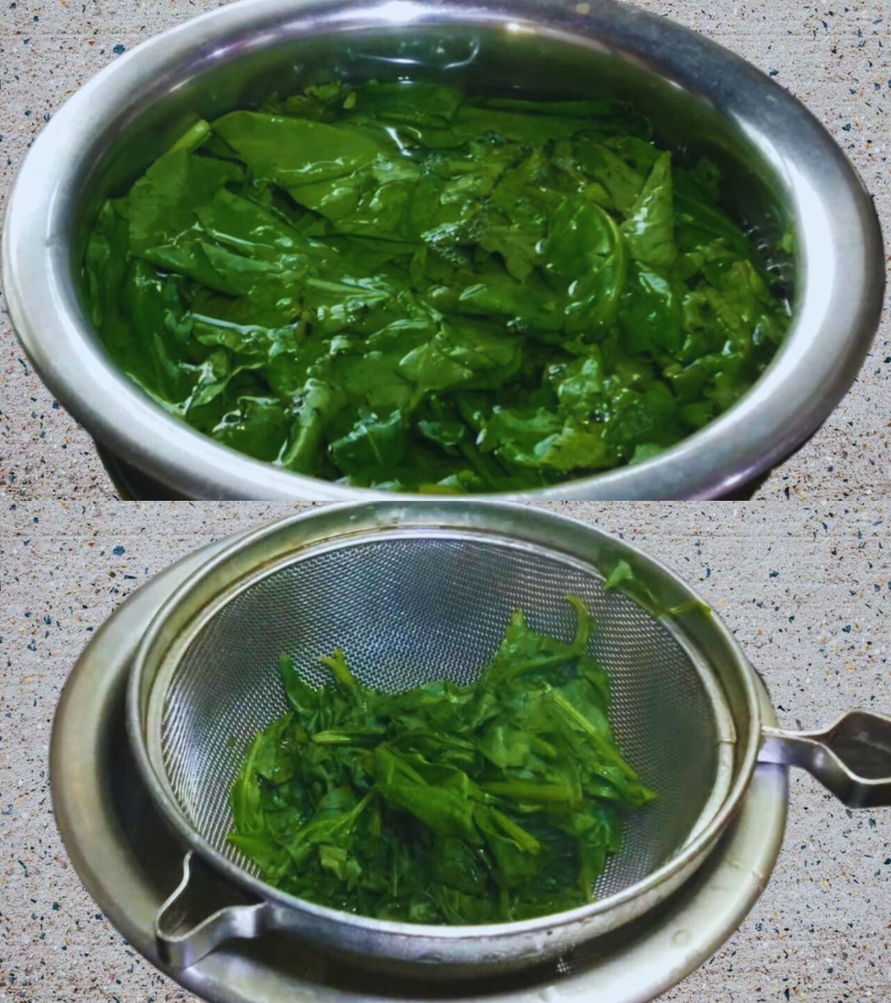 Boiling spinach 